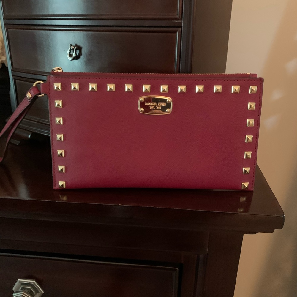 Michael Kors Red Clutch with Wrist Strap